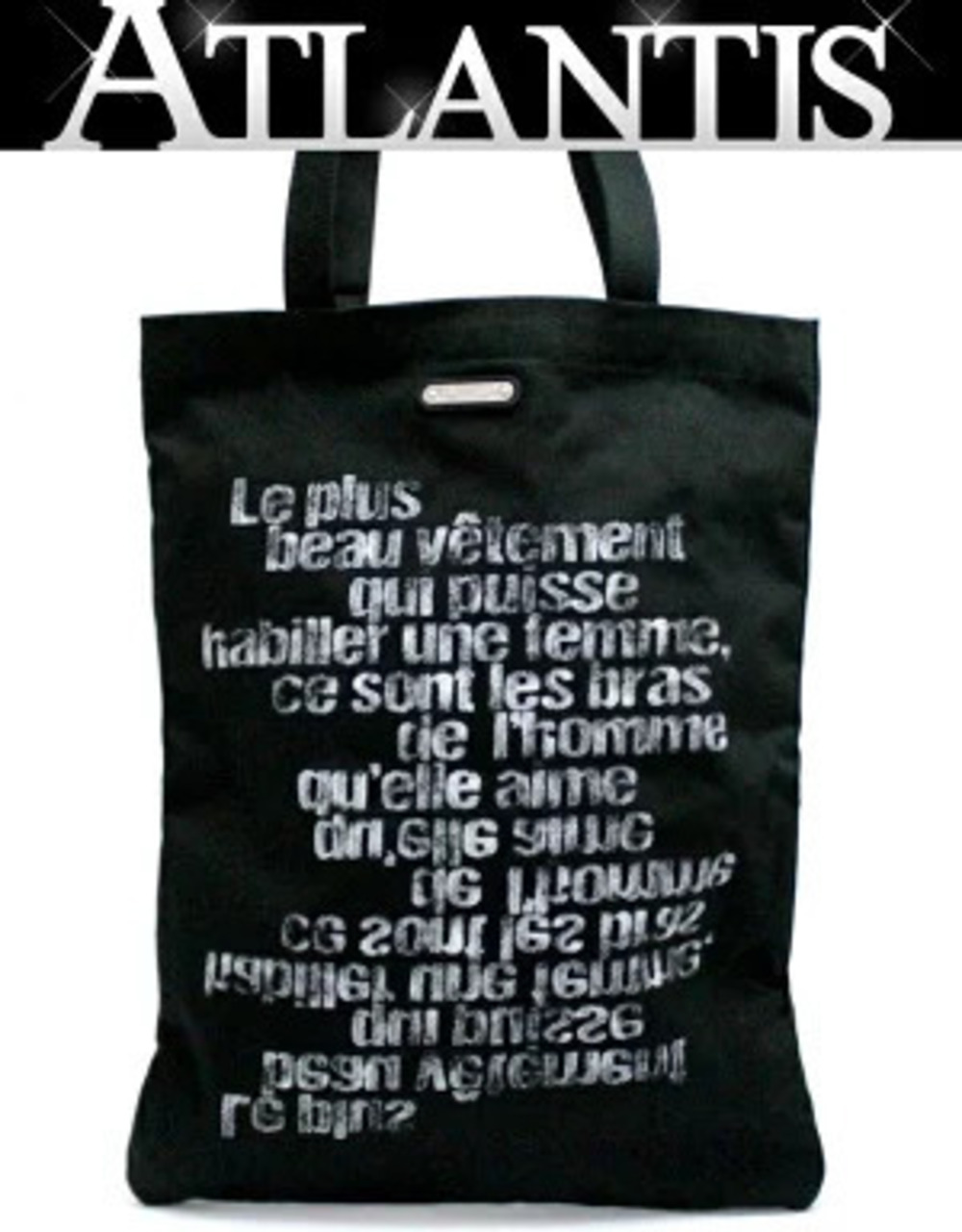 Saint Laurent Paris text tote bag black canvas